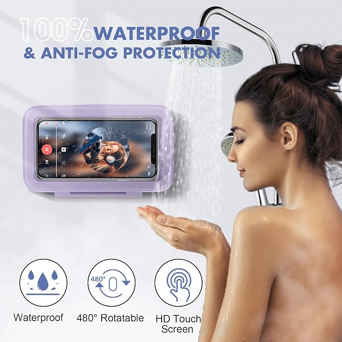LC-dolida Shower Phone Holder Waterproof 480 Rotation Phone Stand Case Mount - Image 2