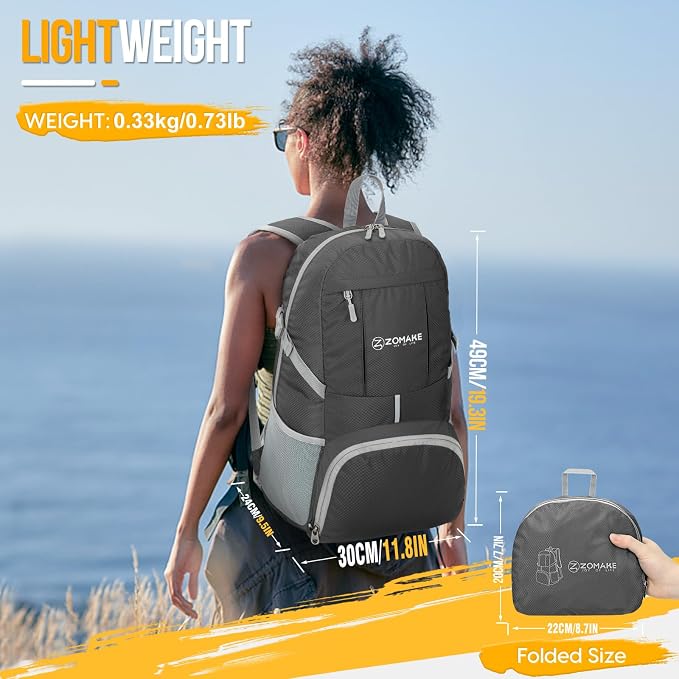 ZOMAKE Lightweight Packable Backpack 35L, Light Foldable Backpacks Water - Image 2