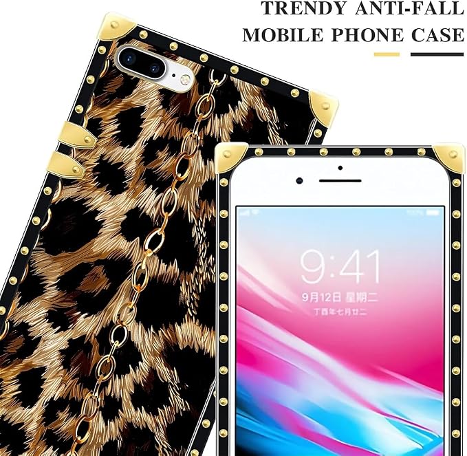 Compatible with iPhone 8 7 SE Case, Seamless Gold Chain Leopard Luxury Golden - Image 4