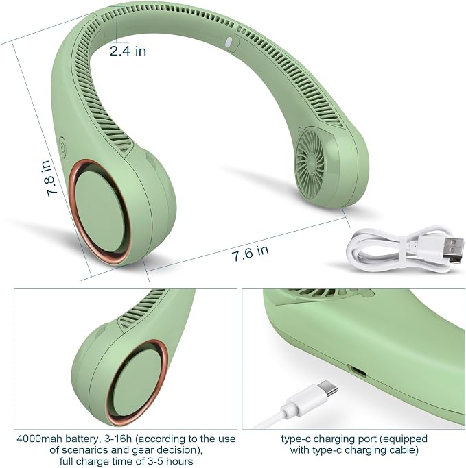 CIVPOWER Neck Fan: Portable Personal Neck Cooling Rechargeable Bladeless Fan - Image 4