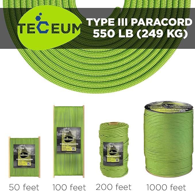 TECEUM 5/32" Paracord Rope 1000 – 1000ft / 200ft / 100ft / 50ft – Tactical - Image 9