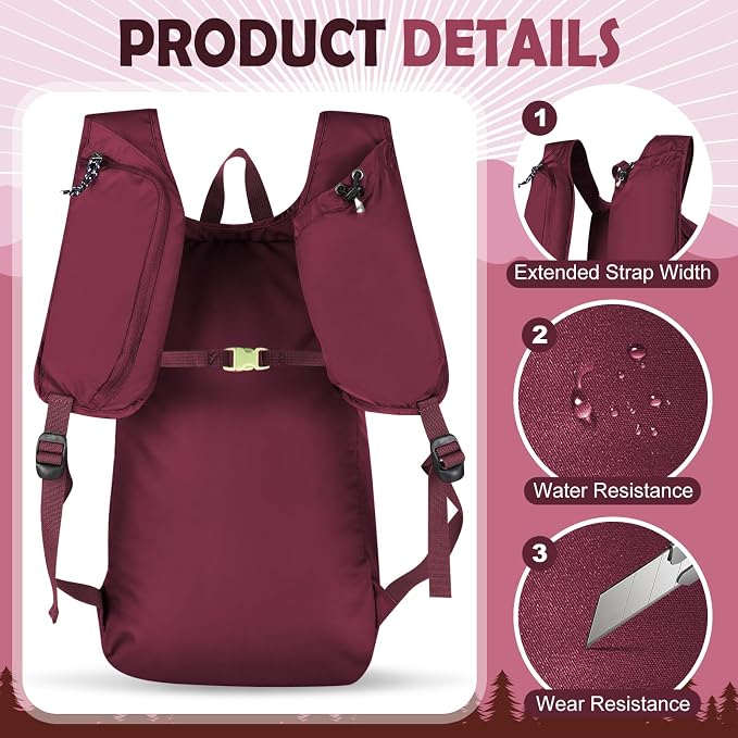 12L Ultralight & Thin Packable Daypack, Small Foldable Hiking Backpack Travel - Image 3