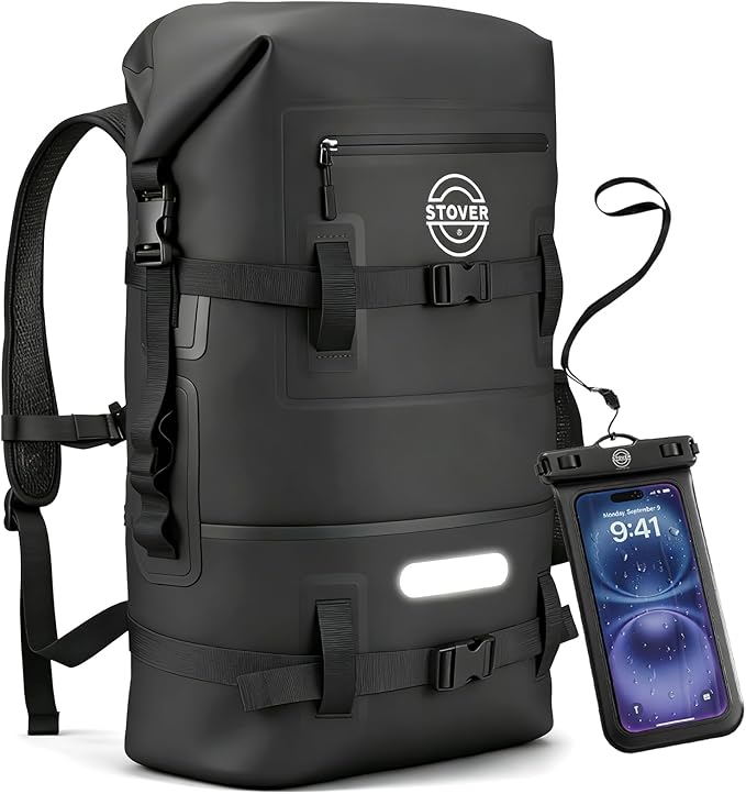 STOVER 5/10/25/30/40/55L Waterproof Dry Bag- Roll-Top Backpack w/Phone Case- by STOVER