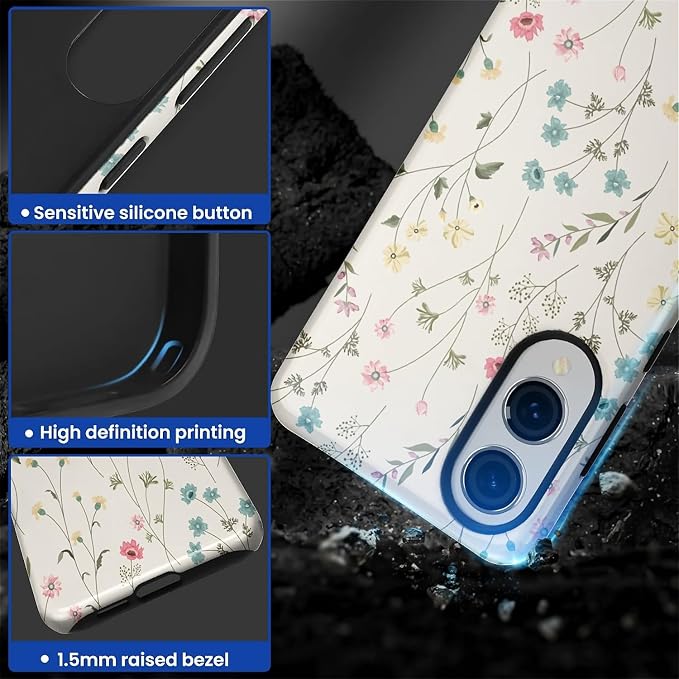 for Samsung Galaxy S25 Edge Case, HL2 Beige Flower Branch Hybrid 2 Layer Hard - Image 3