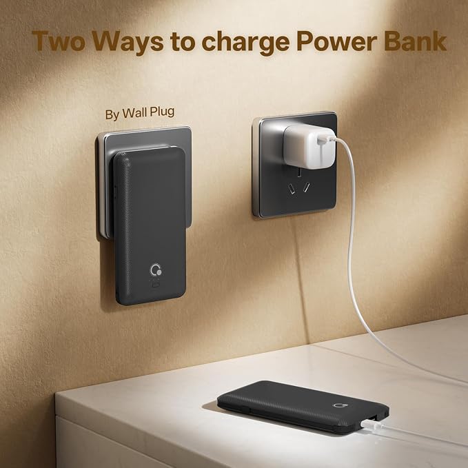 Brand Q Portable Charger with Built-in Cables and AC Wall Plug, Slim USB C - Image 3