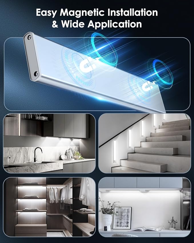 5-Pack 14“ Under Cabinet Lighting, Upgraded 3200mAh Rechargeable Under Cabinet - Image 6