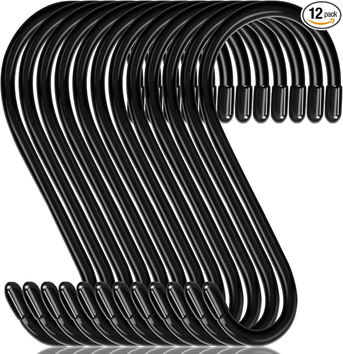 DINGEE 12 Pack 6 Inch Large S Hooks, Heavy Duty Vinyl Coated Non-Slip Metal by DINGEEUtilityHook
