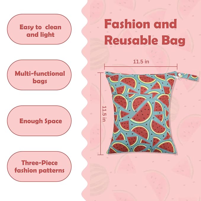 ALVABABY 3pcs Cloth Diaper Wet Dry Bags Waterproof Reusable - Image 2