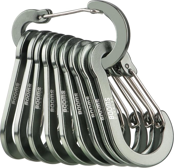 Booms Fishing CC5 Multi-Use Carabiner Clips, 10 Pack 2.3"/ 3.1" Caribeener Clips by BoomsFishing