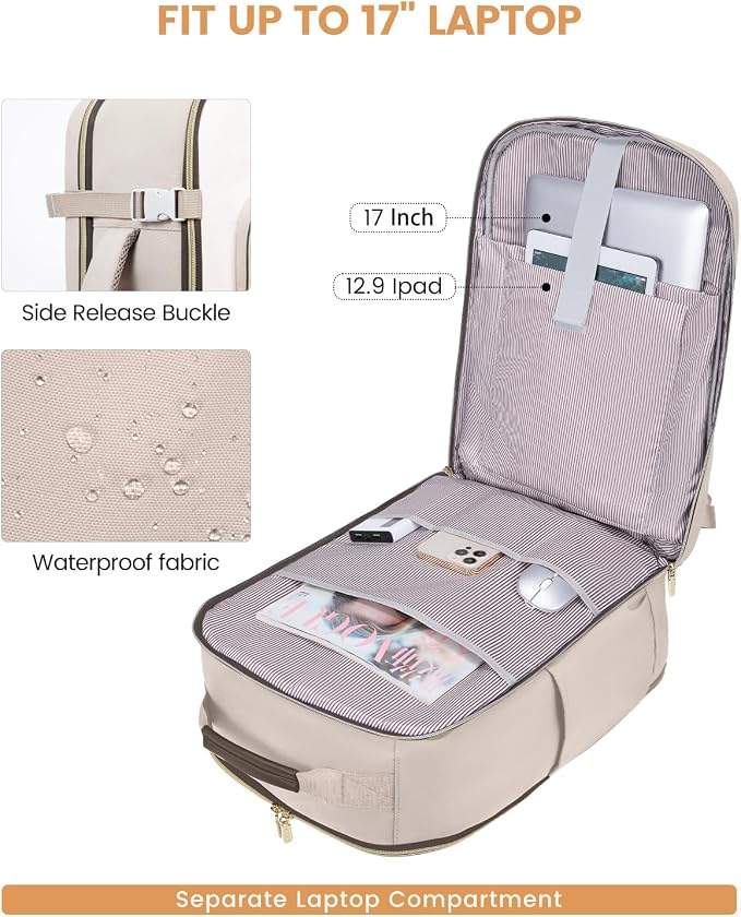 LOVEVOOK 40L Travel Backpack for Women & Men, Airline Approved Carry On Luggage - Image 9