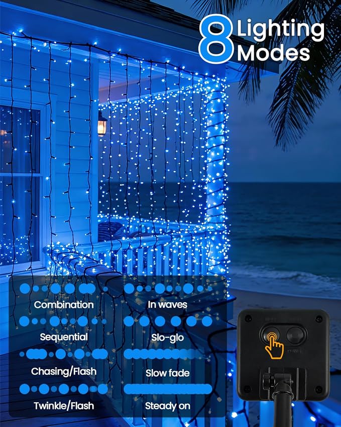 OZS 2PK 240LED Solar String Lights Outdoor Waterproof | Solar Christmas Lights - Image 2