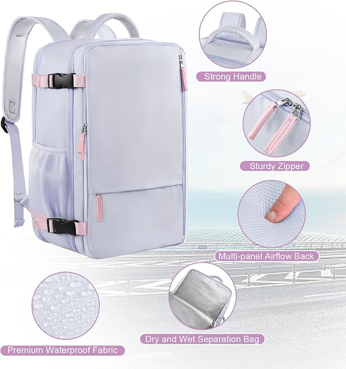Sinaliy Carry on Backpack, Waterproof 17 Inch Laptop Backpack - Image 5