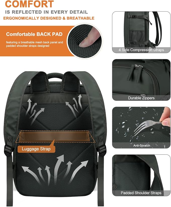 Capolo Travel Backpack for Women Men Waterproof Laptop Backpack Airlines - Image 7