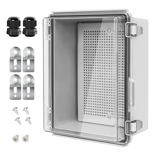 LeMotech Electrical Box, IP67 Waterproof Hinged Clear Cover Stainless Steel by LeMotech
