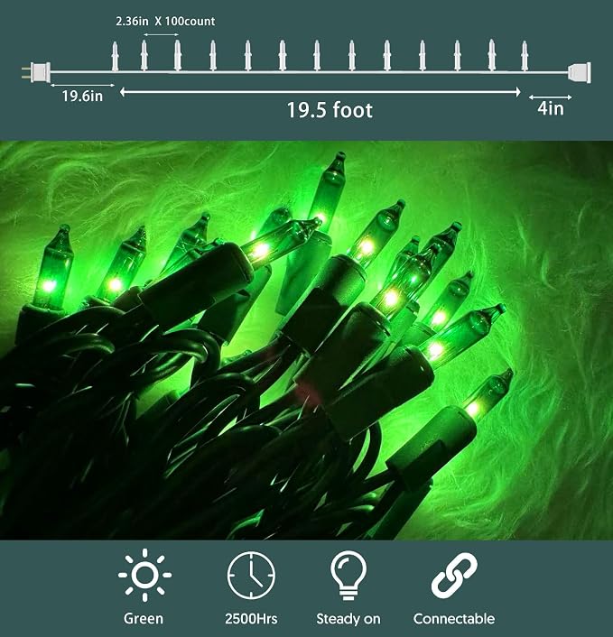 HISHINY Green String Lights 100 Count Mini St. Patrick's Day Decorations Lights - Image 2