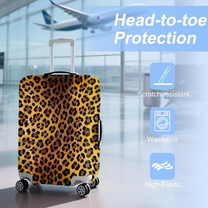 ANNA QUEEN Vintage Leopard Pattern Travel Luggage Cover -Stretchable Airplane - Image 3