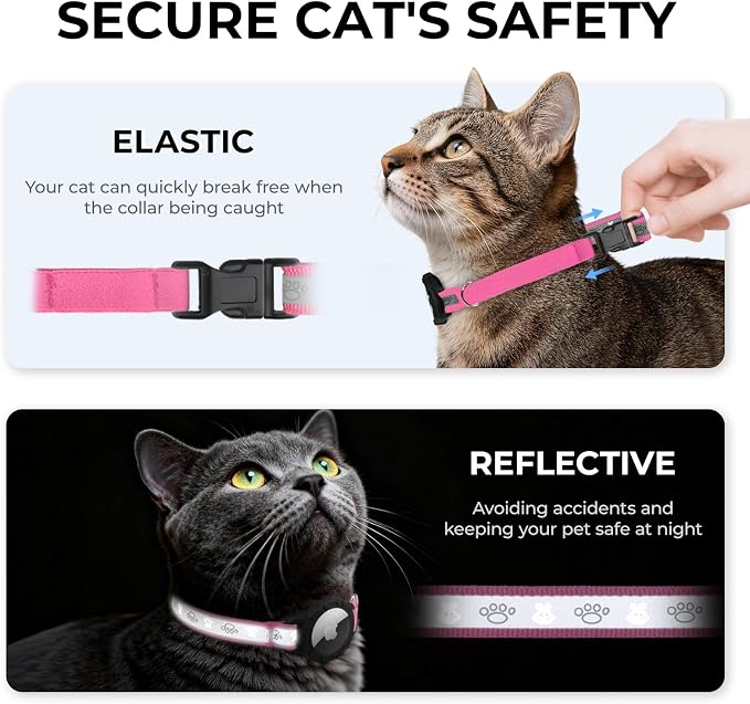 Breakaway AirTag Cat Collar, Reflective Cat Tracker Collar - Image 2