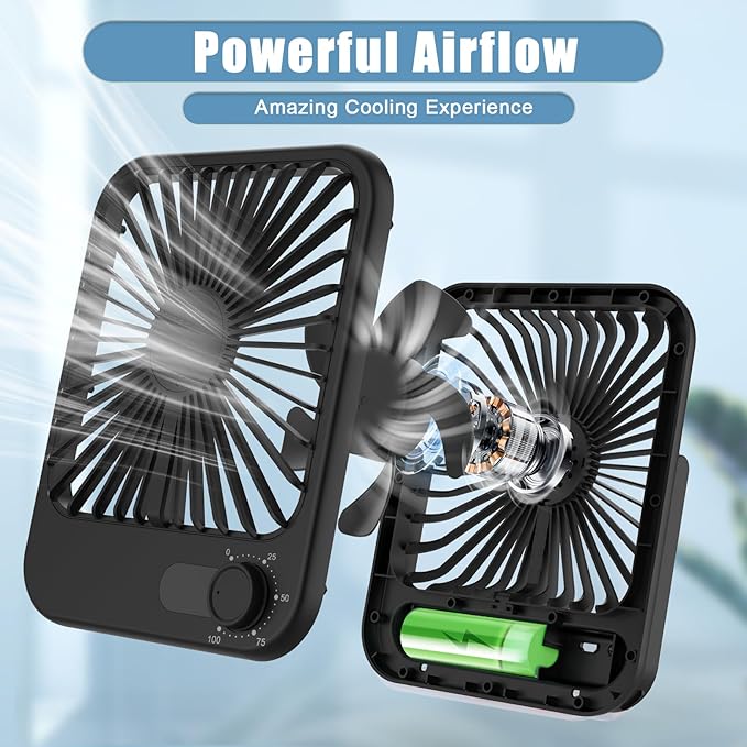 Small Desk Fan, 100 Speeds Personal Fan Portable Rechargeable - Image 5