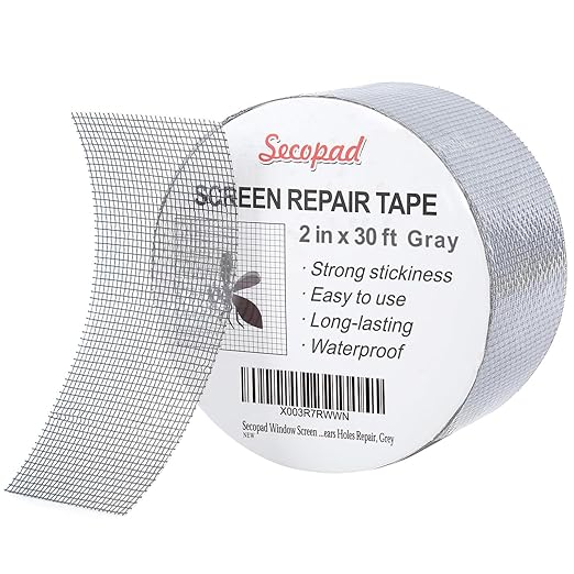 Secopad Grey Window Screen Repair Tape, 2IN X 30FT Screen Repair Kit by Secopad