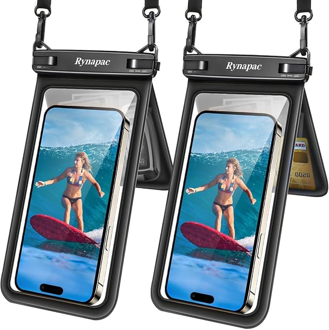 Rynapac IPX8 Waterproof Phone Pouch 2 Pack, Double Space Waterproof Phone Case by Rynapac