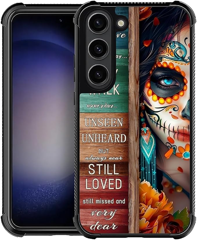for Samsung Galaxy S23 Case, Sugar Skull Day of Death Halloween Pattern Graphic by FKBRCL4U