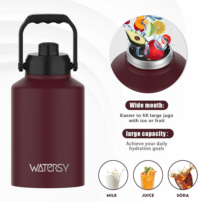 WATERSY 1 Gallon Water Bottle Insulated, BPA Free&Leak Proof, 128oz Stainless - Image 5