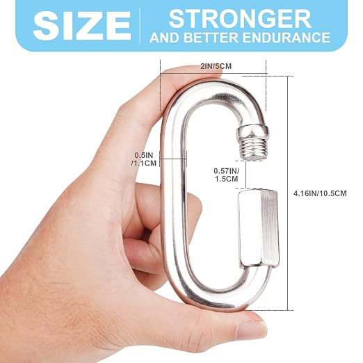 1Pcs 4.16 Inch 304 Heavy Duty Stainless Steel Screw Chain Quick Links, 2500 LBS - Image 2