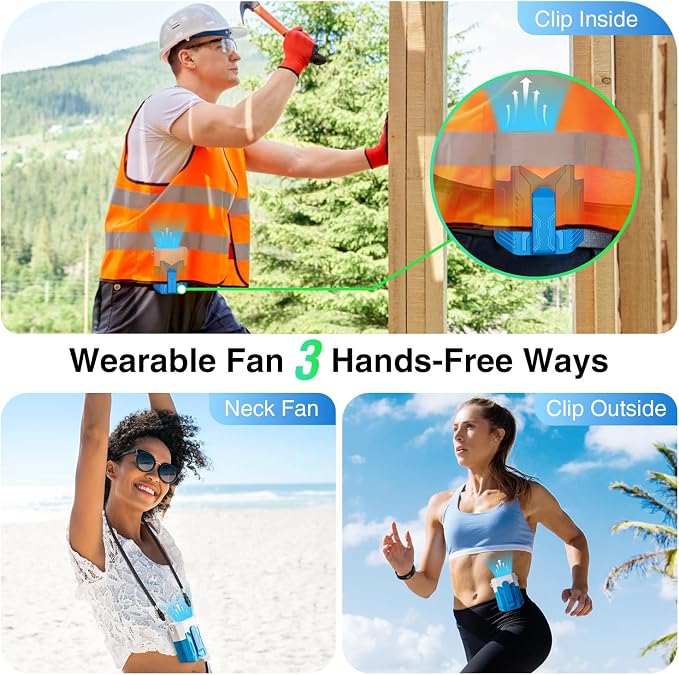 Portable Fan 4000mAh Rechargeable, 4 Speeds 13000RPM Strong Airflow, Personal - Image 4