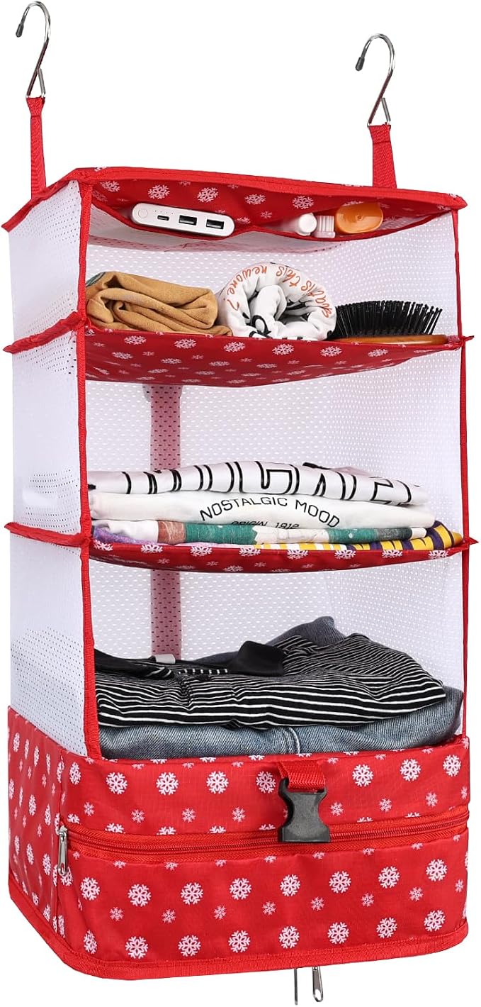 Surblue Hanging Closet Storage Bag Collapsible 3-Shelf Washable Oxford Fabric by SURBLUE