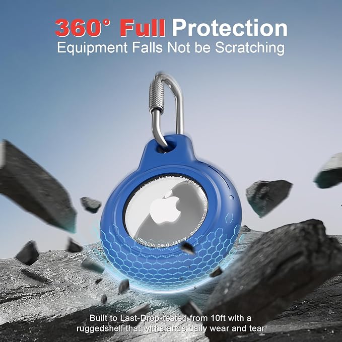 AirTag Holder with 304 Carabiner, 4 Pack IPX8 Waterproof Shockproof PC Hard Case - Image 4