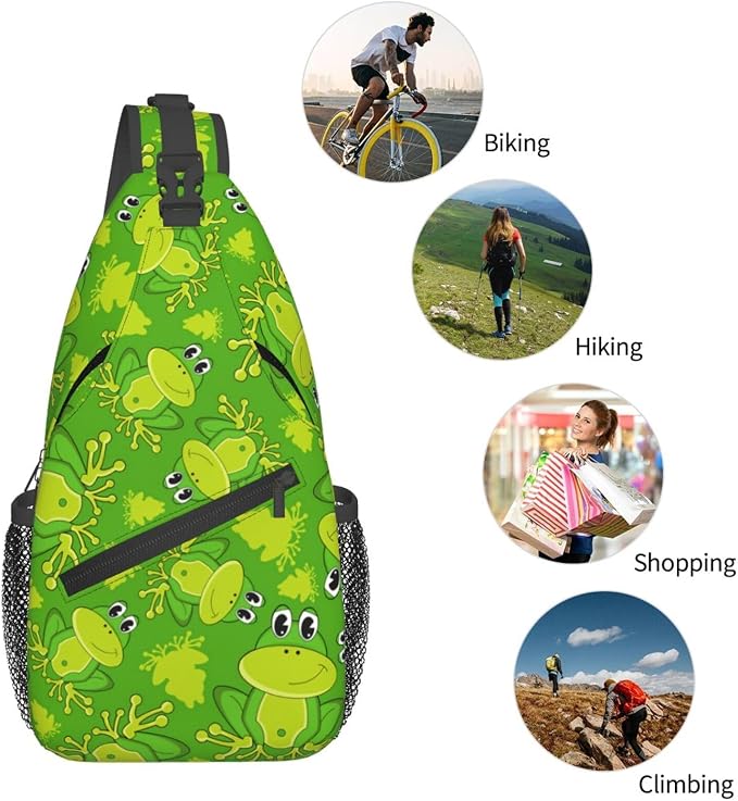 Cute Cartoon Frog Sling Bag For Women Men Funny Frogs Backpack Crossbody - Image 6