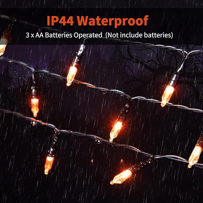 Halloween Orange String Lights Decorations，2 Pack 17.8 Feet 50 LED Battery - Image 3
