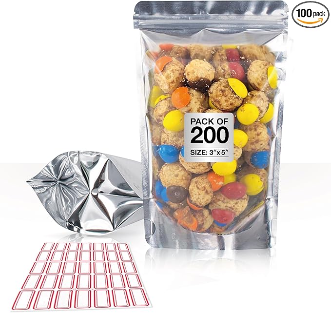 BELLE KR® 3x5 Small Mylar Bags for Freeze Dried Candy by BELLEKR