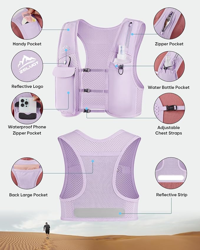 Zelvot Running Vest for Women Men, USA Original Patent, Adjustable Chest Straps - Image 5