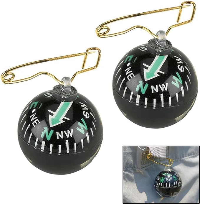 2 Survival Navigation Ball Pin On Compass Liquid Filled Camping Hiking Military - Image 7