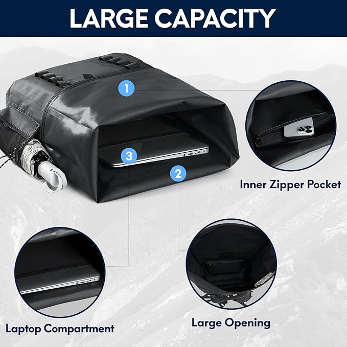 Haimont Waterproof Dry Backpack 30L TPU Lightweight Roll Top Dry Bag - Image 4