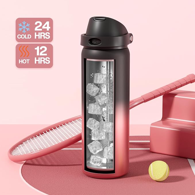 POWCAN 32 oz Stainless Steel Water Bottle: 2-in-1 Push-Button Spout & - Image 3