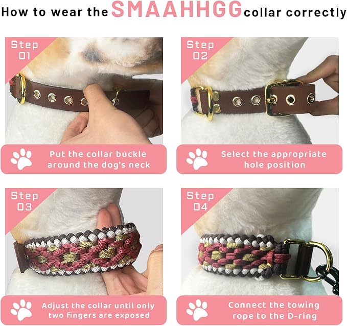 Rustic Autumn Weave Braided Paracord Wide Dog Collar, Adjustable Collar - Image 7