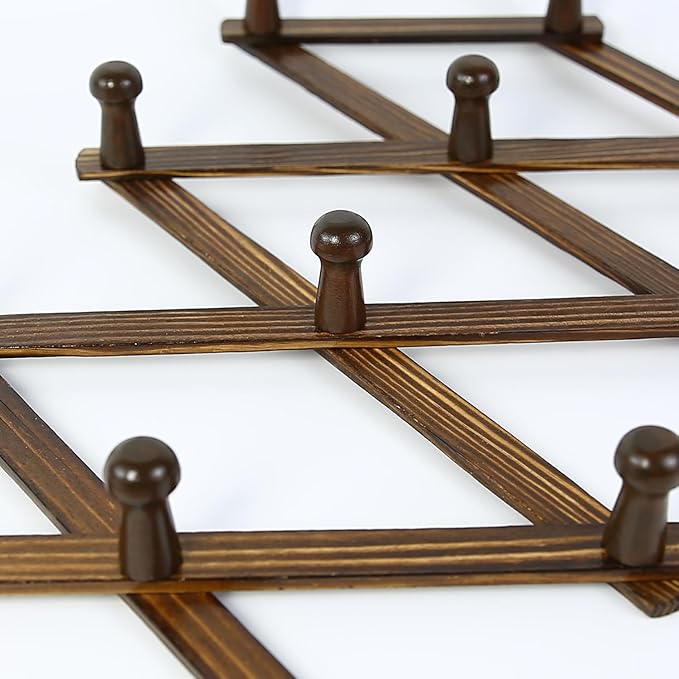 AMAPON Accordion Style Expandable Wall Wooden Coat Rack 13 Hooks Hang Hats - Image 5
