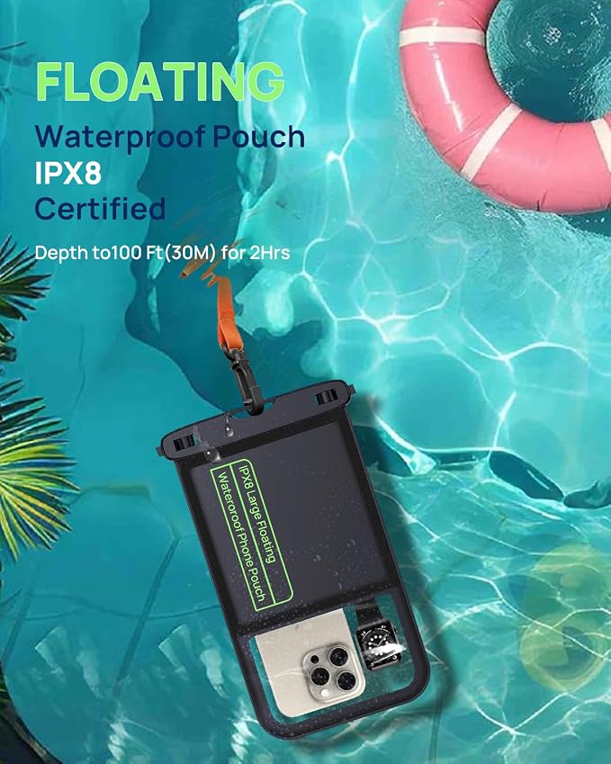 Lanhiem 10.5" Large Floating IP68 Waterproof Phone Pouch, Universal IPX8 Dry - Image 3