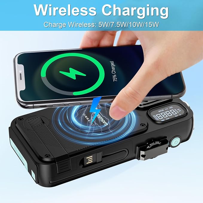 Emergency Radio&22000mAh Solar Power Bank, FM NOAA Weather Radio, Portable Hand - Image 4