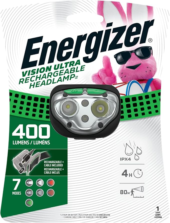 Energizer Vision LED Rechargeable Headlamp, Water Resistant Bright LED Headlamp - Image 7