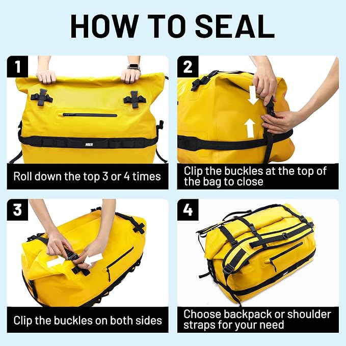 MIER Waterproof Duffel Bag Motorcycle Dry Bag Backpack Large Roll-Top Heavy - Image 6