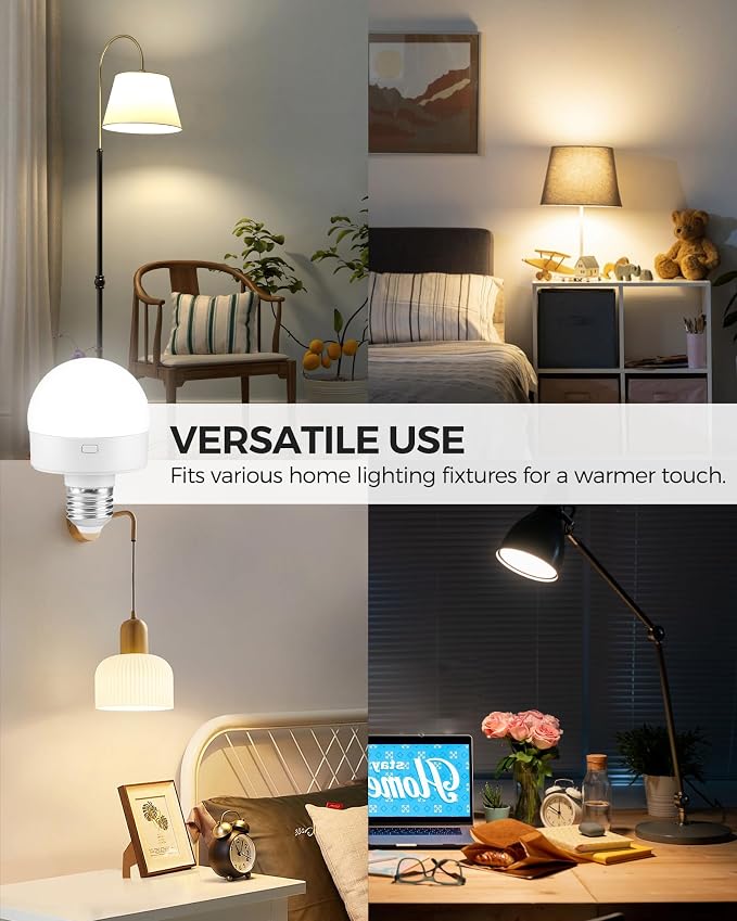 Rechargeable Light Bulbs with Remote Control 2 Packs, Battery Operated Light - Image 2