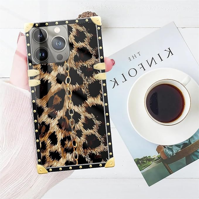 Compatible with iPhone 14 Pro Max Case, Seamless Gold Chain Leopard Luxury - Image 7