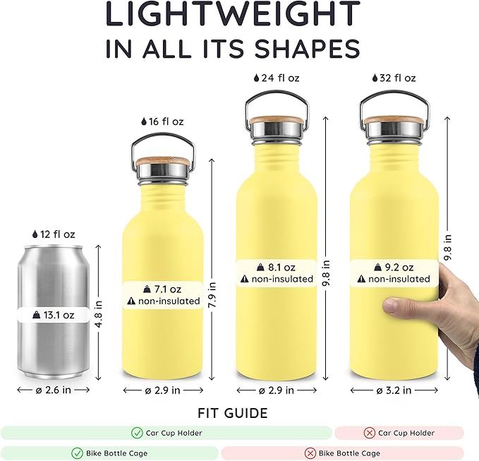 Bambaw 500 ml Stainless Steel Sports Bottle, Non-Insulated Water Bottle - Image 5