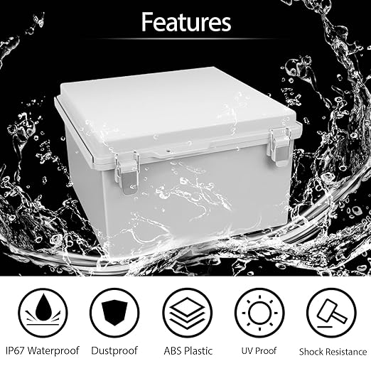 LeMotech Electrical Box, IP67 Waterproof Hinged Cover Stainless Steel Latch - Image 3