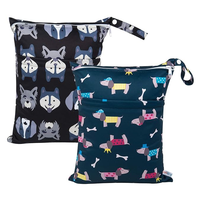ALVABABY 2pcs Cloth Diaper Wet Dry Bags Waterproof Reusable by ALVABABY