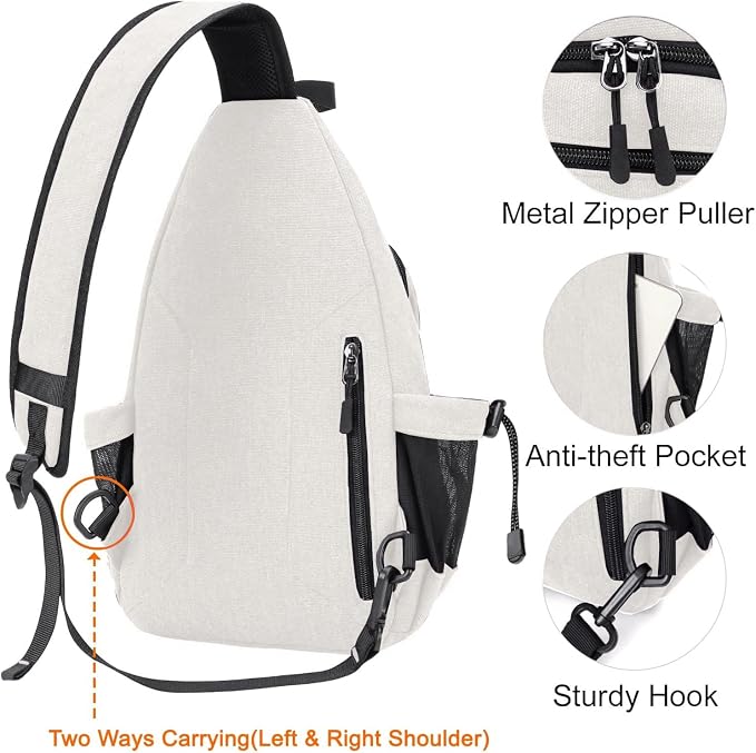 MOSISO Sling Backpack, Canvas Crossbody Hiking Daypack Bag - Image 5