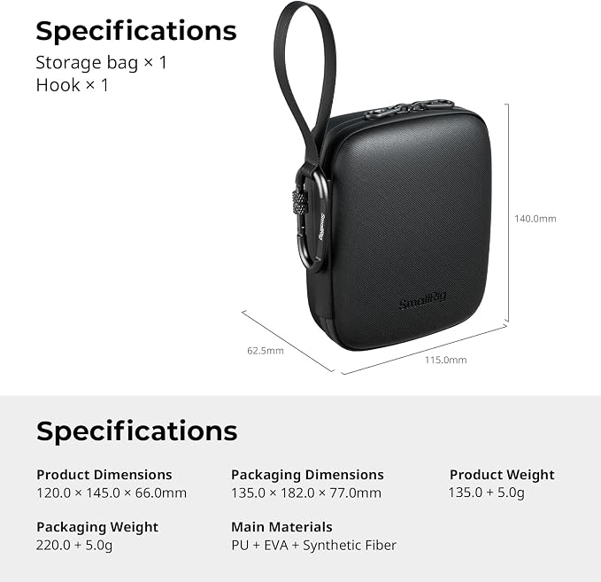 SMALLRIG Action Camera Bag for DJI Osmo Action 6/5 Pro, Camera Case can hold 4 - Image 9